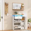Set guardaroba Merax 3 pezzi, con specchio, cappelliera con Anteprima dell’immagine prodotto 3