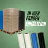 Pallets of stretch wrap in different colors and rolls of stretch wrap. Produktbild-Vorschau