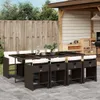 vidaXL 9-tlg. Garten-Essgruppe mit Kissen Braun Poly Rattan Produktbild-Vorschau 2