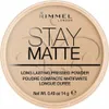 A top-down view of a RIMMEL London Stay Matte Pressed Powder compact. Náhled obrázku produktu