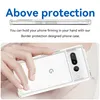 A hand holding a clear phone case on a Google Pixel 7 Pro. Produktbild-Vorschau