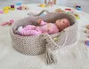 BOHO Puppenwagen handgefertigt aus beigem Baumwollstoff mit Produktbild-Vorschau 3