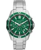 A close-up, front-facing studio shot of an Armani Exchange men's watch with a green dial and silver band. Produktbild-Vorschau