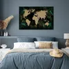 MuchoWow® Poster Weltkarte - Schwarz - Pflanzen 120x80 cm - Produktbild-Vorschau 4