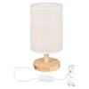 MasterLED E27 Tischleuchte Boho Holz & Stoff Weiß 30cm, Produktbild-Vorschau 2