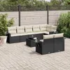 vidaXL 9-tlg. Garten-Sofagarnitur mit Kissen Schwarz Poly Produktbild-Vorschau 2
