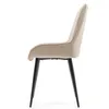 A side view of a beige upholstered chair with black legs against a white background. Produktbild-Vorschau