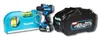 A cordless drill, a spirit level, and a battery pack are displayed against a white background. Anteprima dell’immagine prodotto