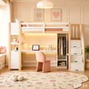 Lit superposé Merax 90 x 200 cm avec bureau et armoire, lit Voir les images du produit 2