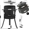 A diagram showing a BBQ-Toro Eintopfofen with various dimensions and included accessories. Produktbild-Vorschau