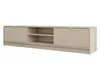 A long, low TV stand with two doors and open shelving in the middle, presented against a white background. Náhled obrázku produktu