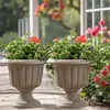 2 vasi da fiori eleganti color taupe su piedistallo – vasi Anteprima dell’immagine prodotto 2