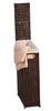 A tall, narrow, brown wicker laundry basket with a lid open, showing a folded beige towel inside. Produktbild-Vorschau
