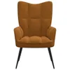 A brown velvet armchair with black legs, shown from the front against a white background. Podgląd zdjęcia produktu
