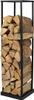 A tall, black metal firewood rack filled with stacked logs. Produktbild-Vorschau