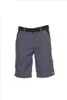 A pair of gray cargo shorts with black and red accents, presented on a white background. Produktbild-Vorschau