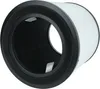 A close-up, slightly angled view of an air purifier filter. The filter is cylindrical with a black rim and foam seal on one end, transitioning to a white pleated filter material on the other. The interior shows a black mesh-like material. Produktbild-Vorschau