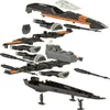 Disassembled parts of a toy spaceship, likely a model kit, are laid out on a white background. Produktbild-Vorschau