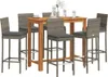 7-tlg. Gartenbar-Set Grau Massivholz Akazie und Poly Rattan Produktbild-Vorschau 2