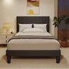 A bedroom scene with a bed, nightstand, and artwork. Produktbild-Vorschau