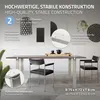 A dining table with two chairs, presented in a room setting with decorative elements and informational callouts. Náhled obrázku produktu