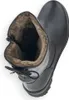 A top-down view of a black leather boot with fur lining. Podgląd zdjęcia produktu