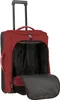 A red and black rolling travel bag with its main compartment open. Produktbild-Vorschau