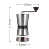 A studio shot of a manual coffee grinder with dimensions indicated. Produktbild-Vorschau