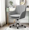 A gray office chair is placed next to a vanity table with a mirror and various items on it. Produktbild-Vorschau