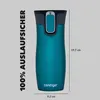 A teal colored Contigo brand thermobottle is shown against a light gray background with dimensions and text indicating it is 100% leak-proof. Náhľad obrázku produktu