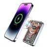 A smartphone is shown wirelessly charging from a power bank. Produktbild-Vorschau