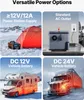 Collage of four images showing different power options for a diesel heater. Voir les images du produit