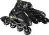 A pair of black inline skates with yellow accents, shown from a diagonal angle against a white background. Náhled obrázku produktu