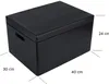 A black storage box with dimensions indicated by measurement lines and text. Produktbild-Vorschau