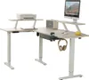 An L-shaped standing desk with office equipment. Produktbild-Vorschau