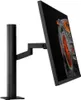 A black monitor stand with a monitor attached, shown from a side angle. Produktbild-Vorschau