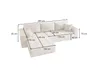 A diagram of a sectional sofa with dimensions indicated by measurement lines and text. Voir les images du produit