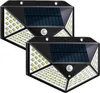 Two black solar-powered outdoor lights with motion sensors and white LEDs are shown against a white background. Produktbild-Vorschau