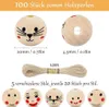Sorgenwürmchen Holzperlen, Rundes Smile Face, 20mm Produktbild-Vorschau 2