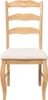 A front view of a wooden dining chair with a cream-colored cushion. Anteprima dell’immagine prodotto