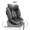 A gray child car seat is shown on a white background, with a circular arrow indicating 360-degree rotation. Voir les images du produit