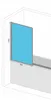A diagram showing a shower screen installed on a bathtub, with dimensions indicated. Produktbild-Vorschau