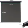 A dark grey balcony screen is shown with dimensions indicated by text overlays. A close-up of a mounting bracket is shown to the right. Náhľad obrázku produktu