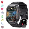 Schwarze robuste Smartwatch mit digitalem Display, das Uhrzeit, Datum, Wetter, Schritte und Gesundheitsmetriken anzeigt, mit kleinerer Ansicht eines Anrufbildschirms Náhled obrázku produktu