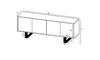 A line drawing of a wall-mounted TV cabinet with dimensions indicated. Podgląd zdjęcia produktu