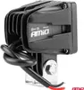 A close-up side view of a black work light with a metal bracket and black wires. Produktbild-Vorschau