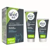 A product shot of a Veet Men Intim-Haarentfernungs-Set, including a box and two tubes of cream. Podgląd zdjęcia produktu
