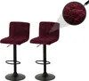 Two burgundy bar stools are shown against a white background, with a close-up of the fabric texture. Podgląd zdjęcia produktu