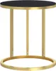 A product shot of a round side table with a black top and gold legs. Podgląd zdjęcia produktu