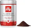 A can of illy Classico ground coffee and a small pile of coffee grounds. Voir les images du produit